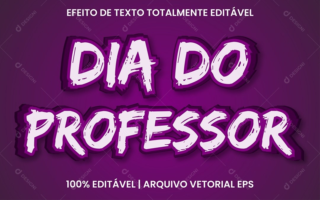 Efeito de Texto 3D Dia do Professor EPS Editável