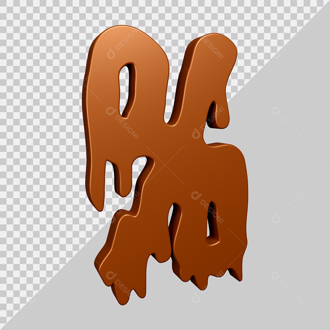 Elemento 3D Para Composição Símbolo de Porcentagem Textura De Chocolate PSD