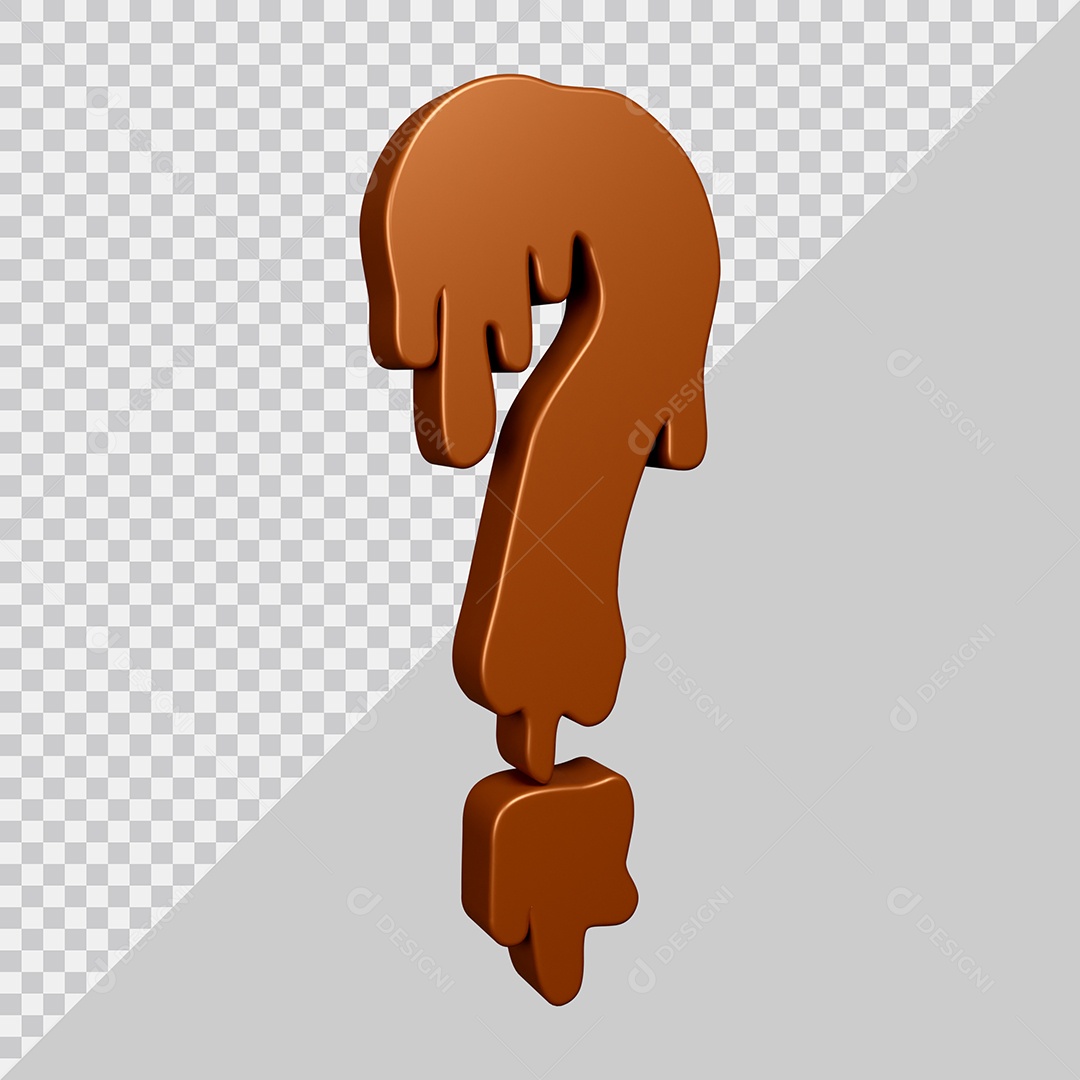 Elemento 3D Para Composição Símbolo de ponto de interrogação Textura De Chocolate PSD