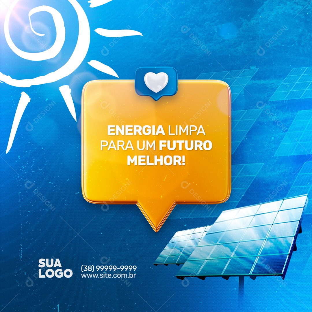 Energia Solar Energia Limpa para um Futuro Melhor Social Media PSD Editável
