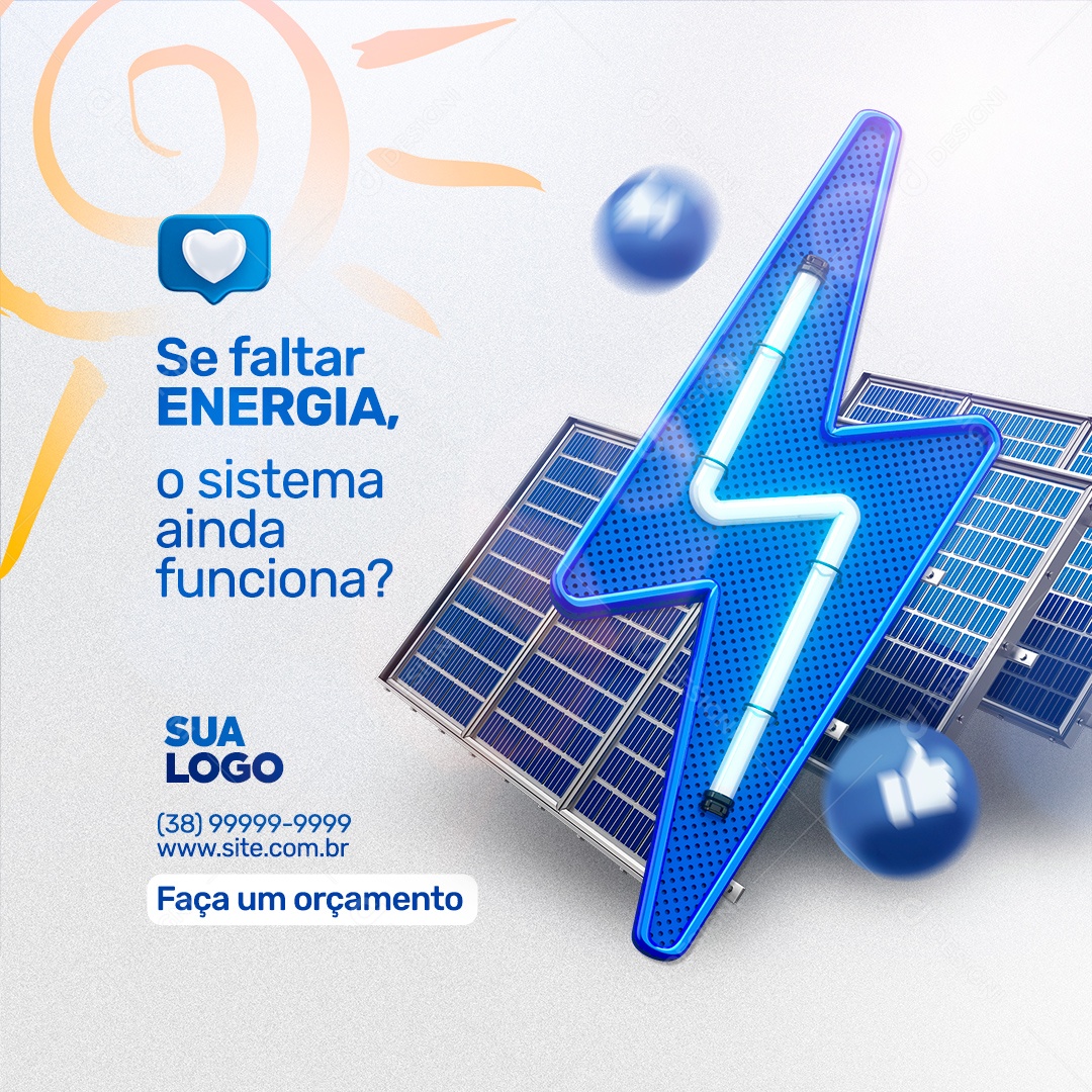 Energia Solar Energia Painéis Solares Economia Social Media PSD Editável