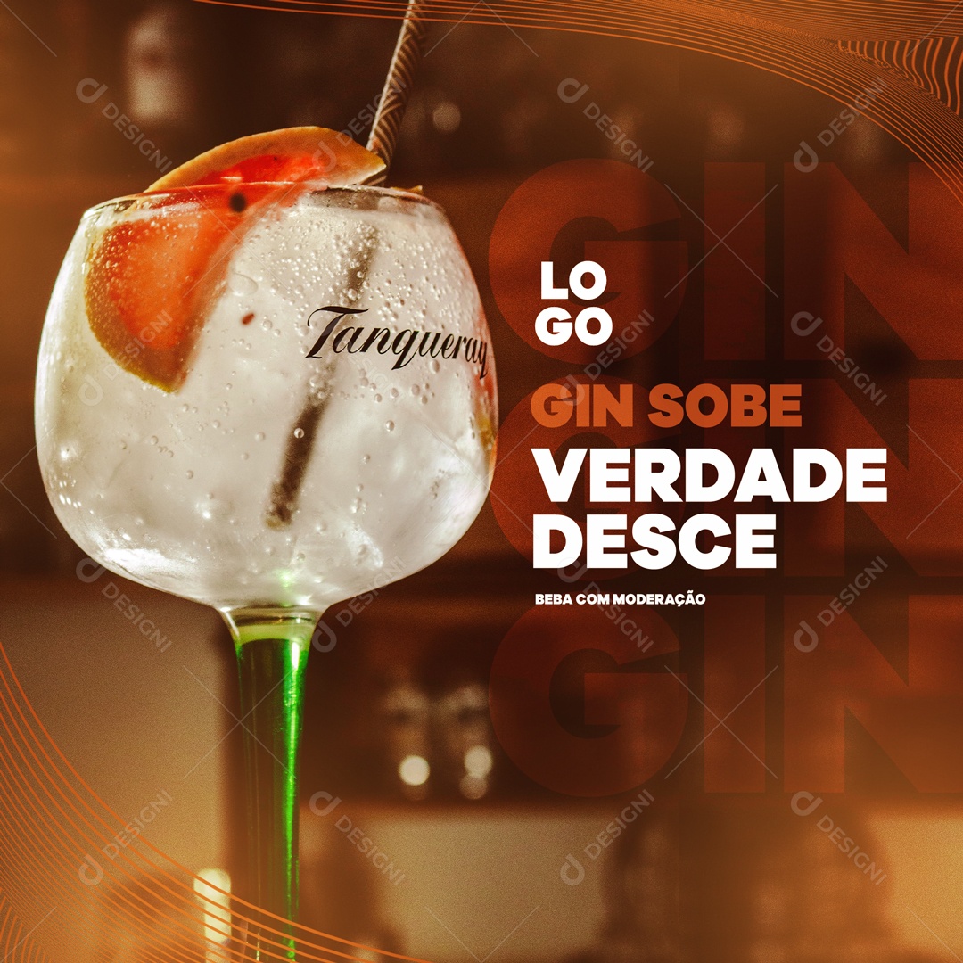 Social Media Drink Bebidas Gin Sobe Verdade Desce PSD Editável