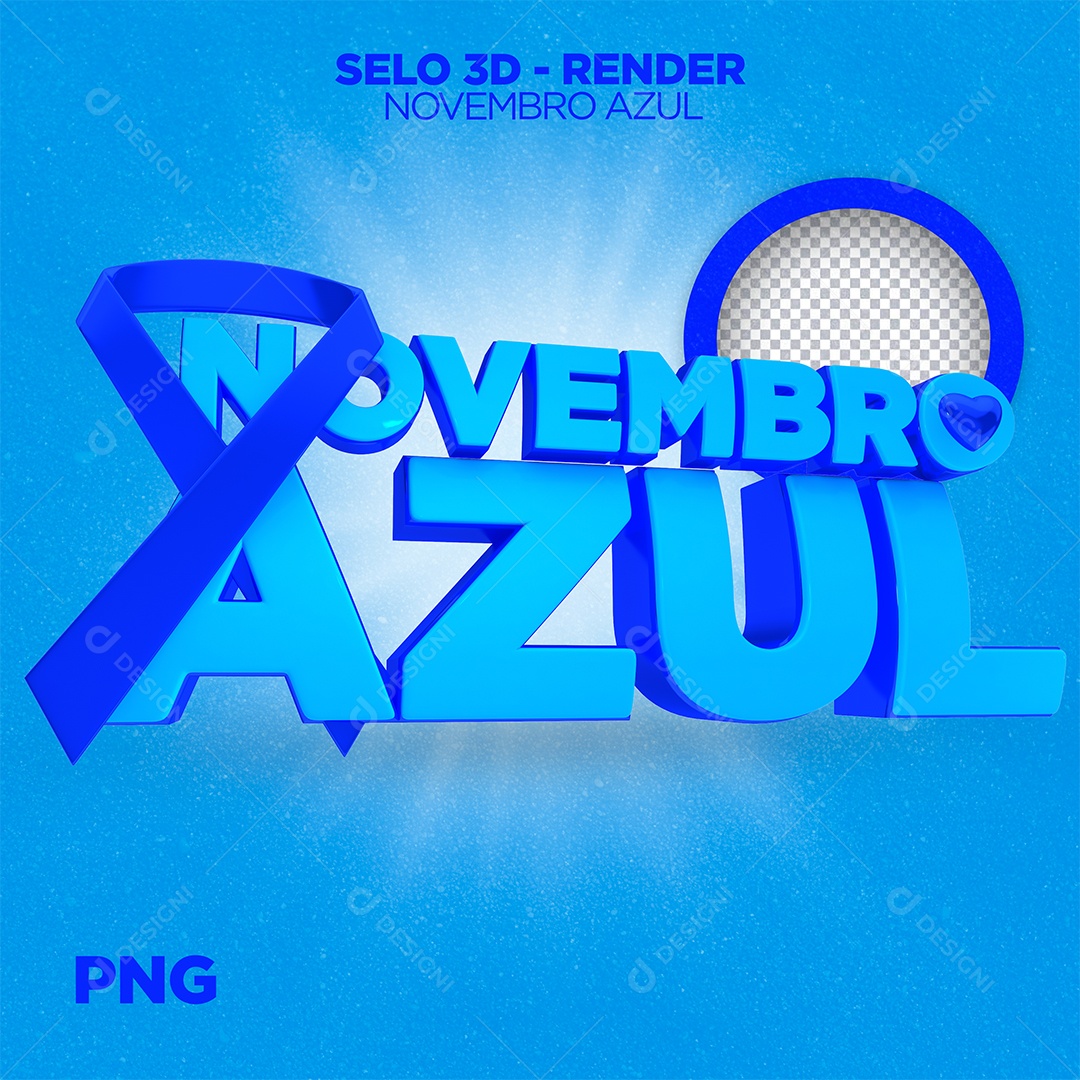 Novembro Azul Selo 3D para Composição PSD