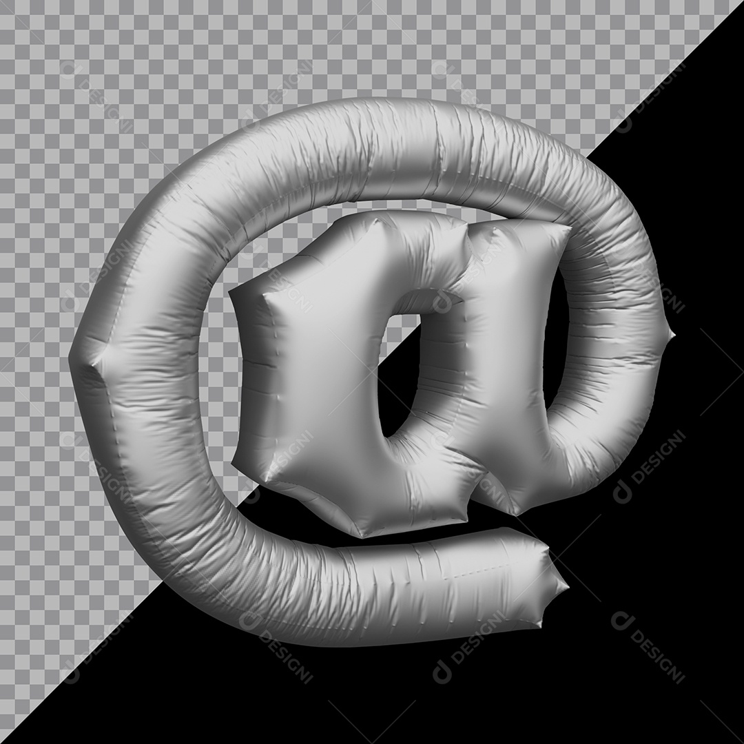 Símbolo Arroba Balão Prata Elemento 3D Para Composição PSD