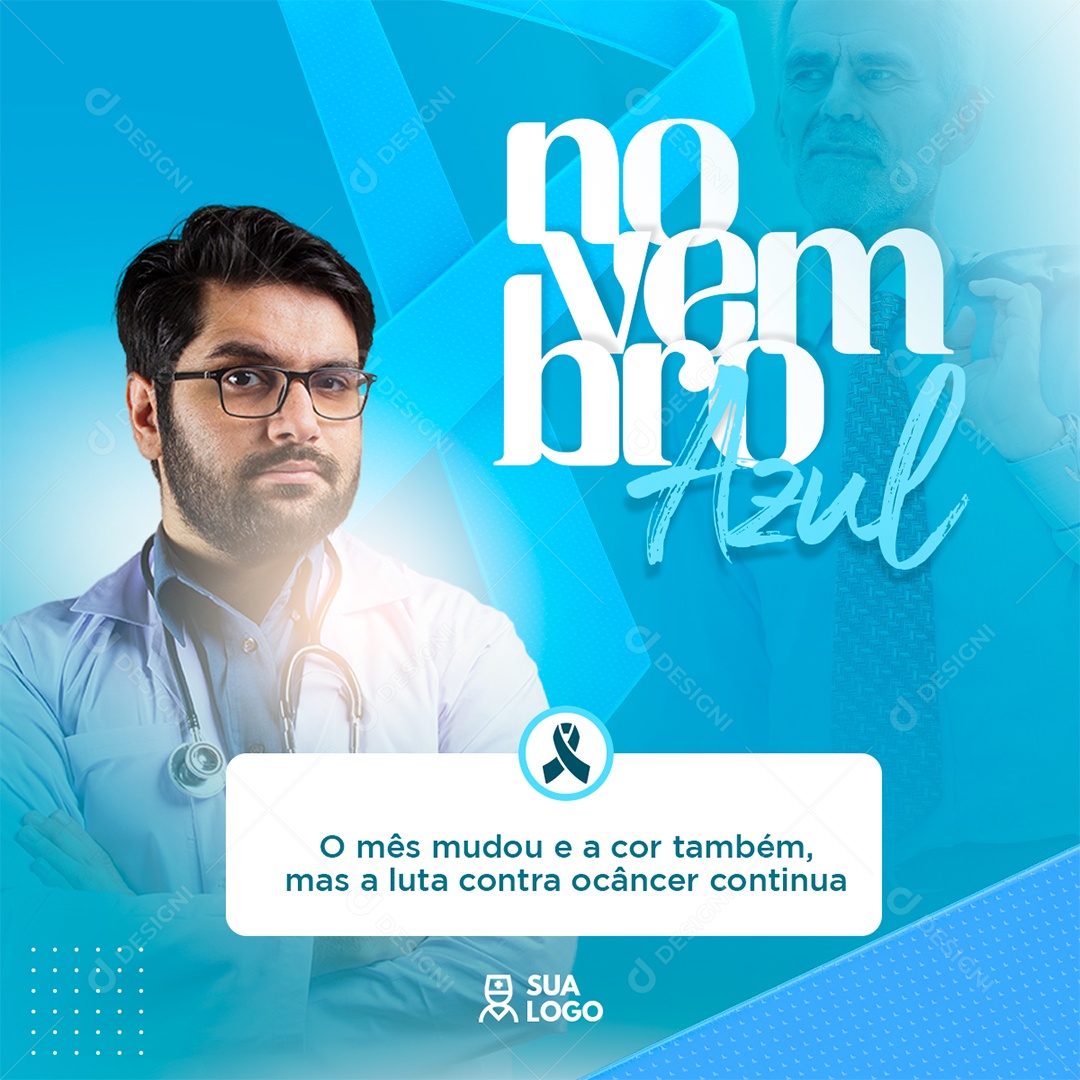 Social Media Novembro Azul O Mês Mudou e a Cor Também PSD Editável