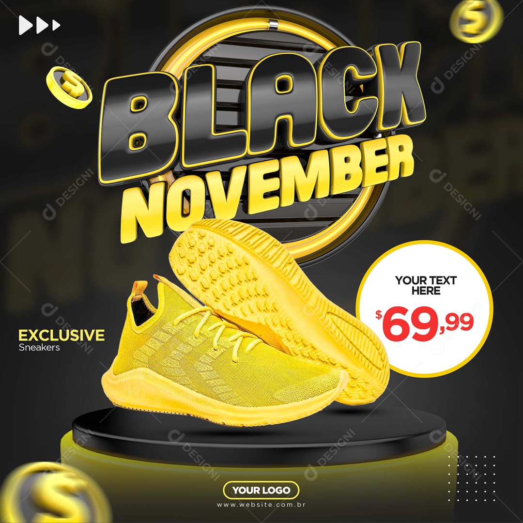 Social Media Venda de Tênis Black November PSD Editável