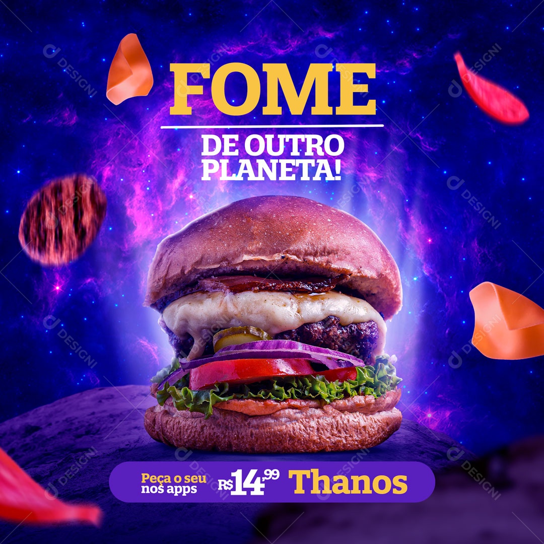 Hamburgueria Burguer Fome de Outro Plante Social Media  PSD Editável
