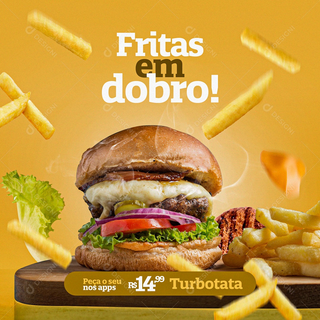 Social Media Hamburgueria Hambúrguer Bata Frita PSD Editável