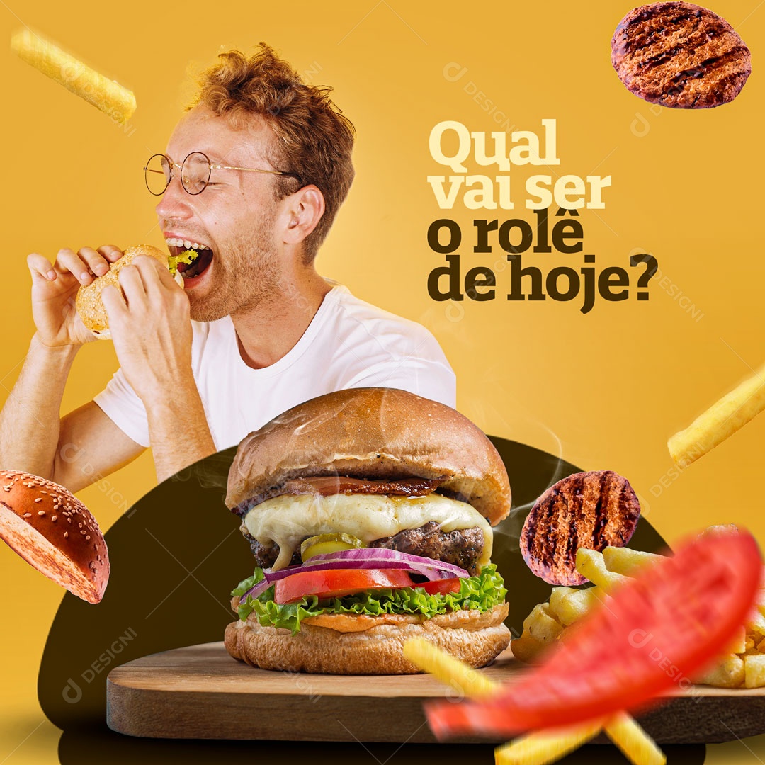 Social Media Hamburgueria Hambúrguer Artesanal PSD Editável