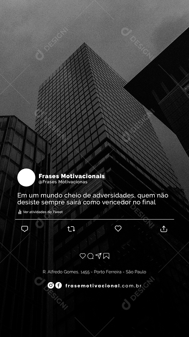 Story Em Um Mundo Cheio de Adversidades Frase Motivacional Social Media PSD Editável