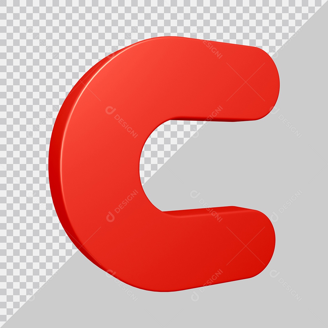 Elemento 3D Para Composição Letra C Vermelha PSD