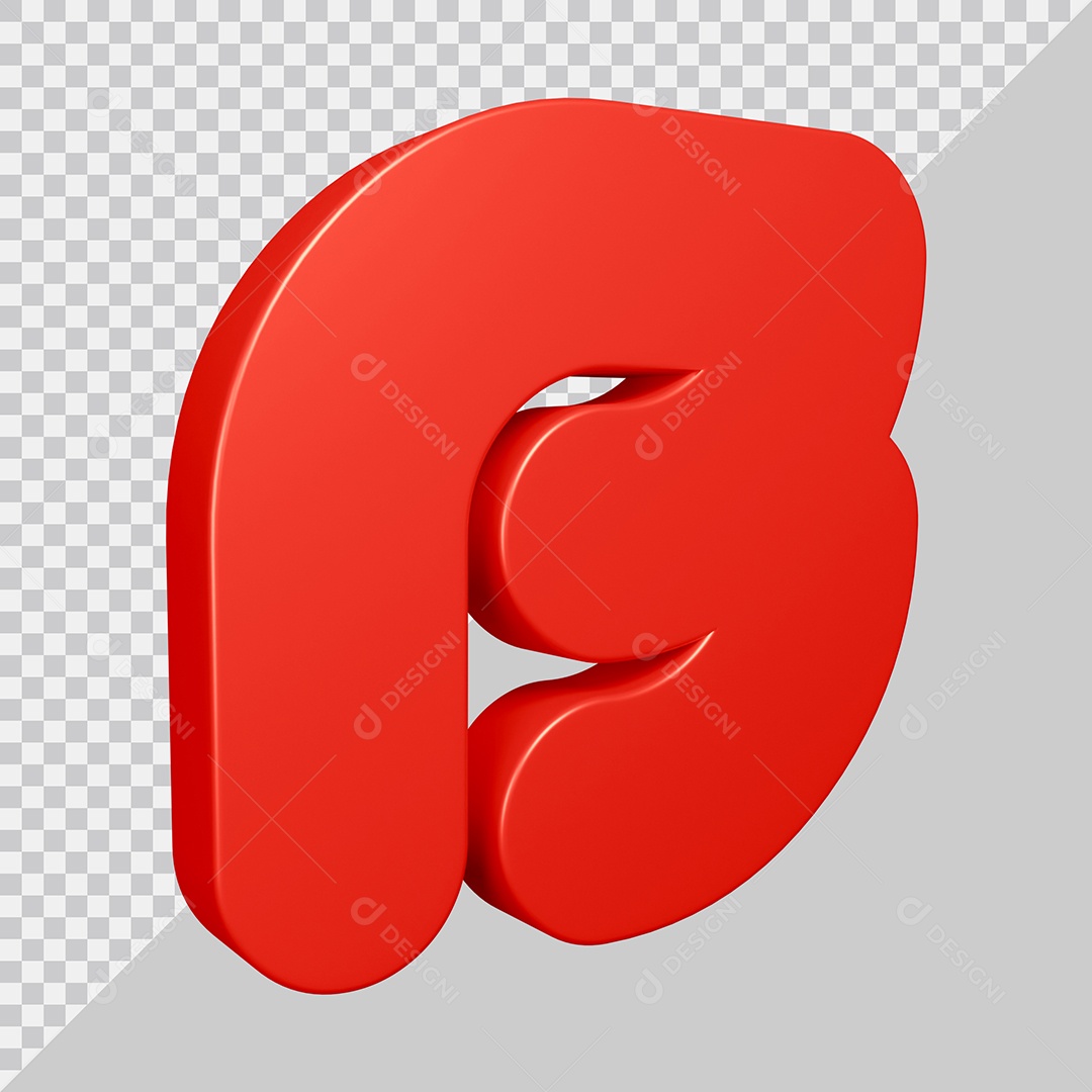 Elemento 3D Para Composição Letra B Vermelha PSD