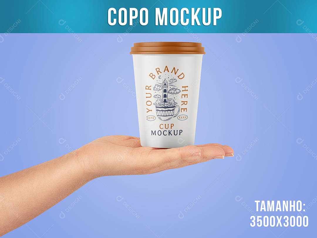 Copo Mockup Mão Mulher PSD