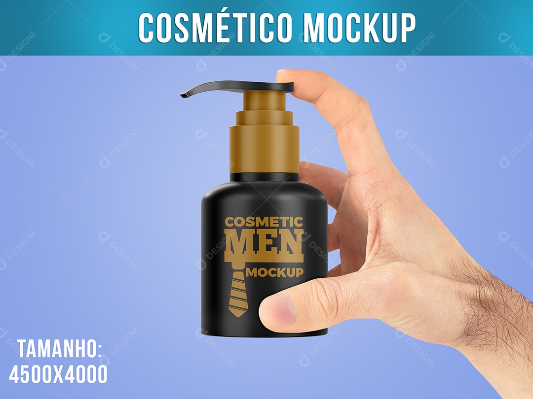 Cosmético Mockup em Mão de Homem PSD
