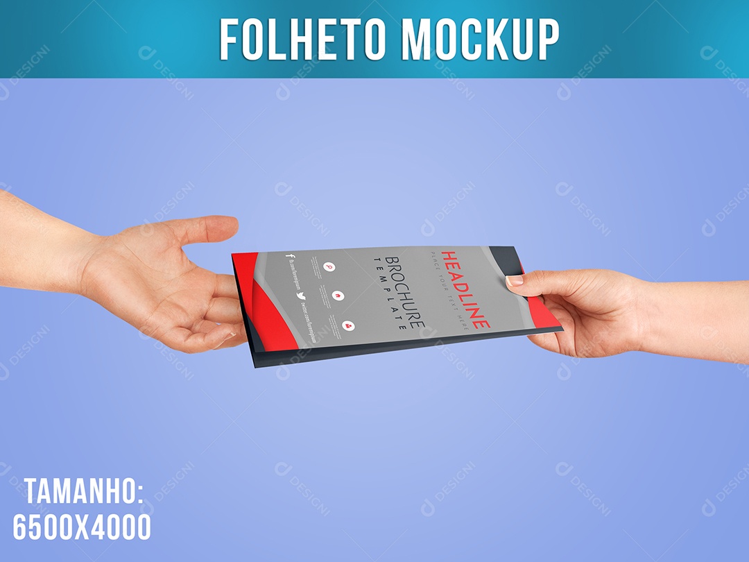 Folheto Mockup Mão Mulher PSD