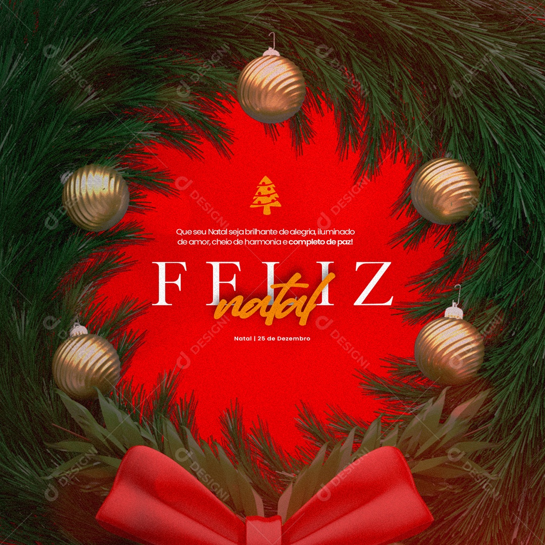 Que Seu Natal Seja Brilhante de Alegria Feliz Natal Social Media PSD Editável