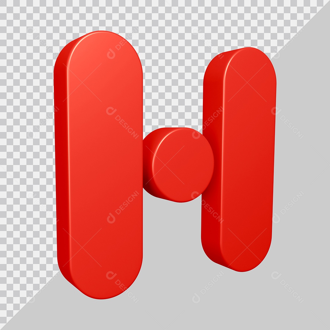 Elemento 3D Para Composição Letra H Vermelha PSD