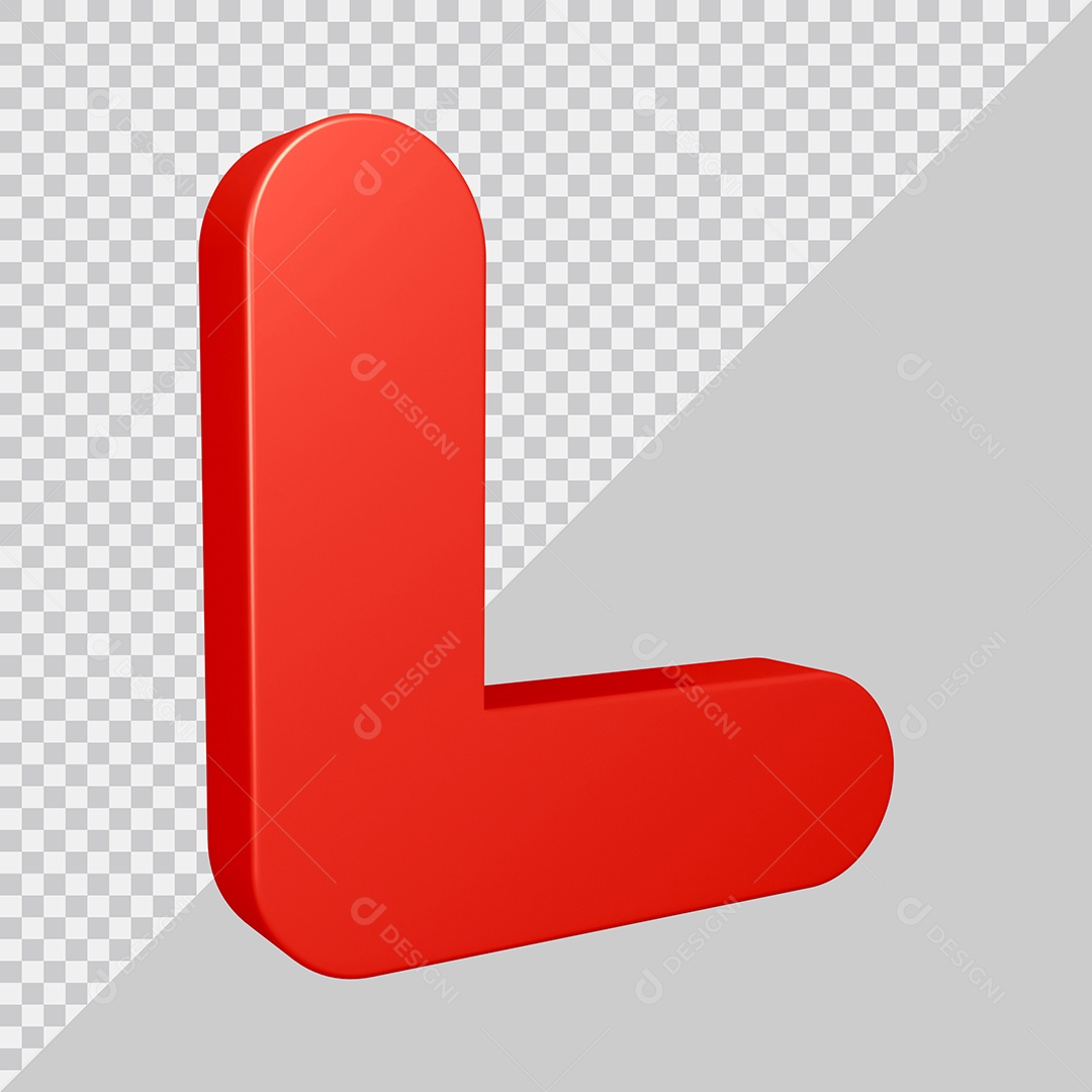 Elemento 3D Para Composição Letra L Vermelha PSD
