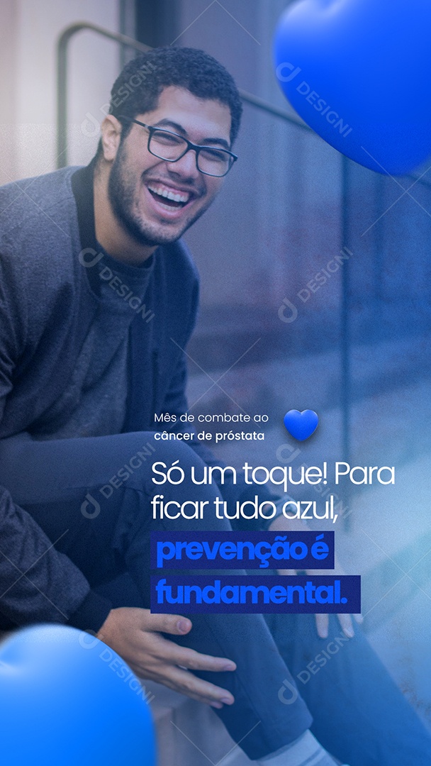 Story  Só Um Toque Para Ficar Tudo Azul Prevenção é Fundamental Novembro Azul Social Media PSD Editável