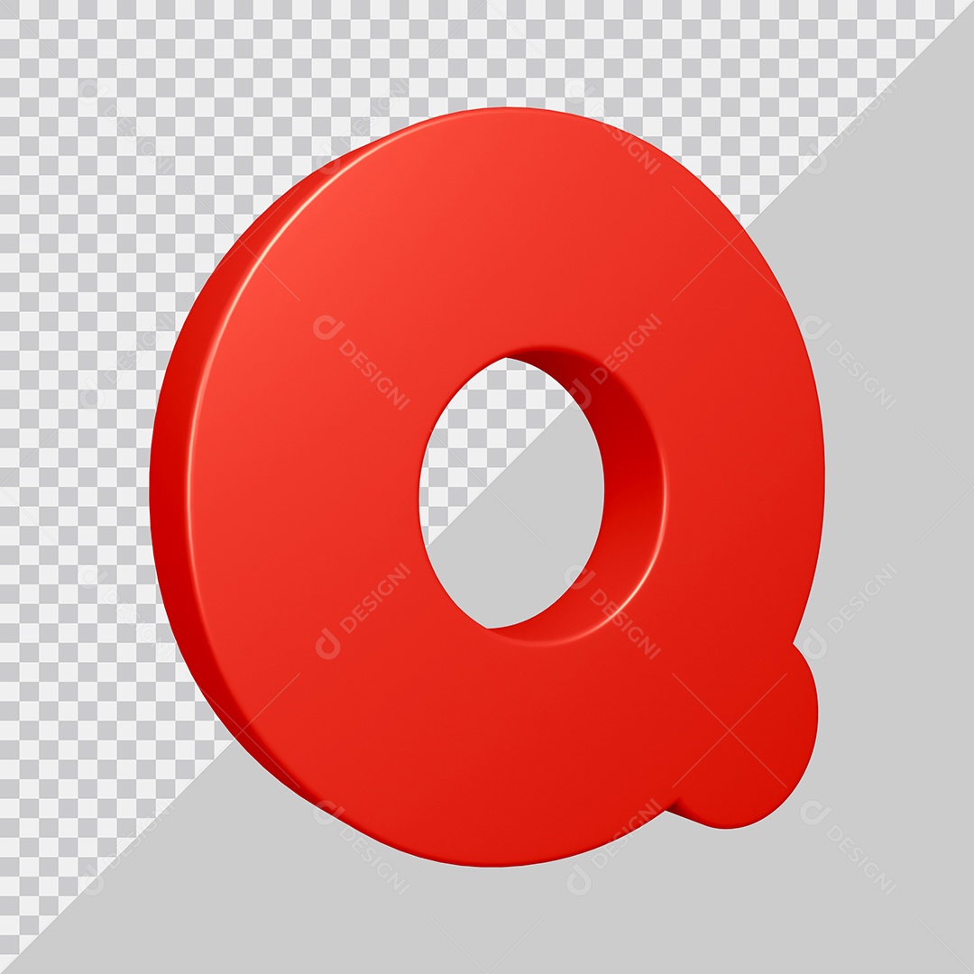 Elemento 3D Para Composição Letra Q Vermelha PSD