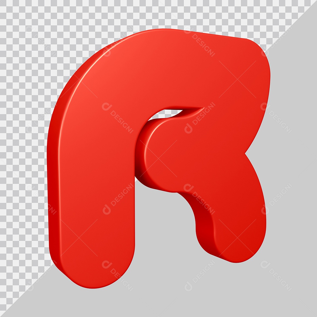 Elemento 3D Para Composição Letra R Vermelha PSD