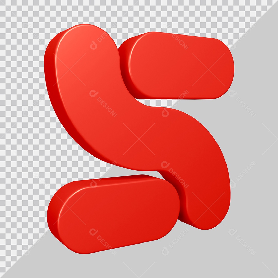 Elemento 3D Para Composição Letra S Vermelha PSD