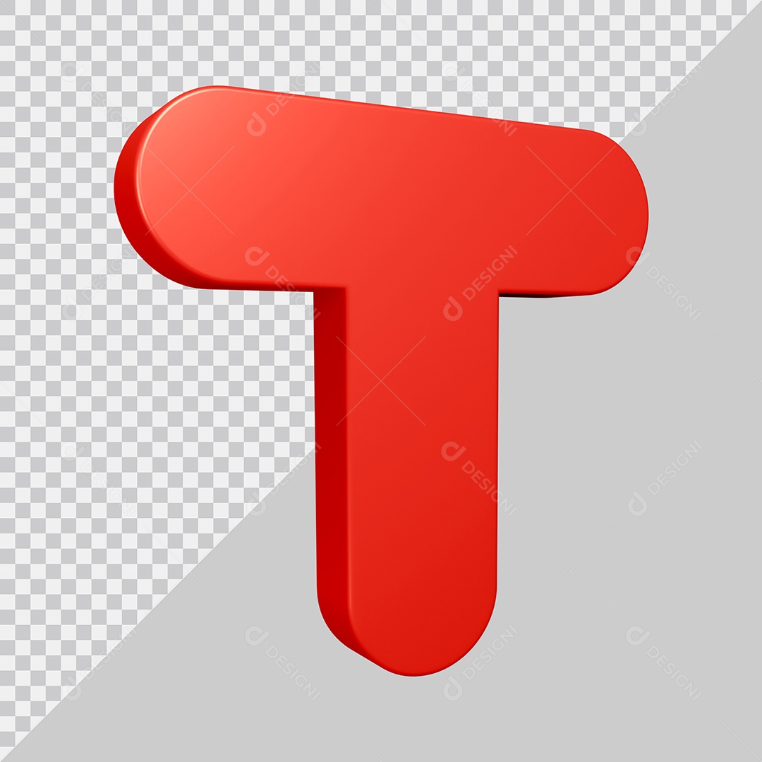 Elemento 3D Para Composição Letra T Vermelha PSD