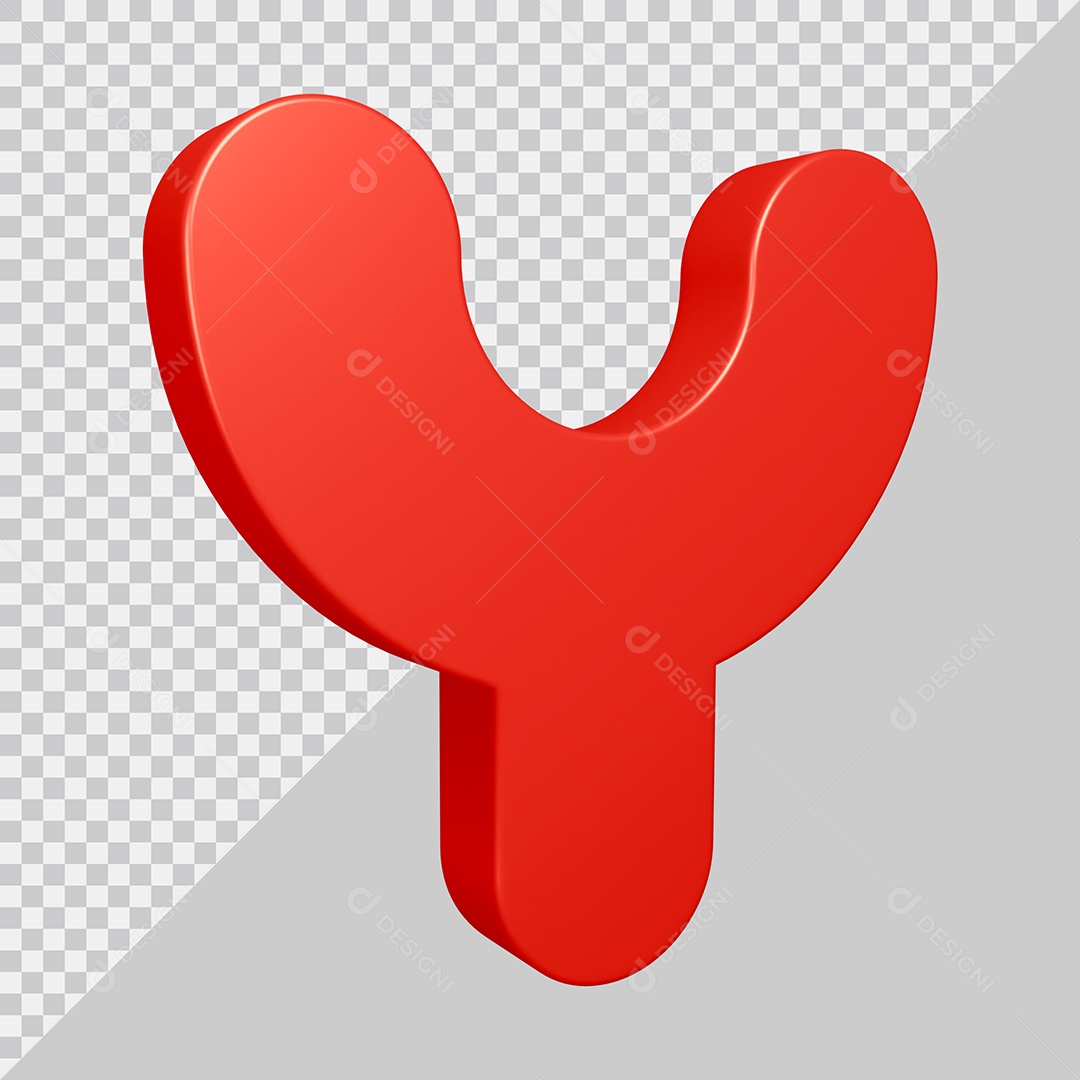 Elemento 3D Para Composição Letra Y Vermelha PSD