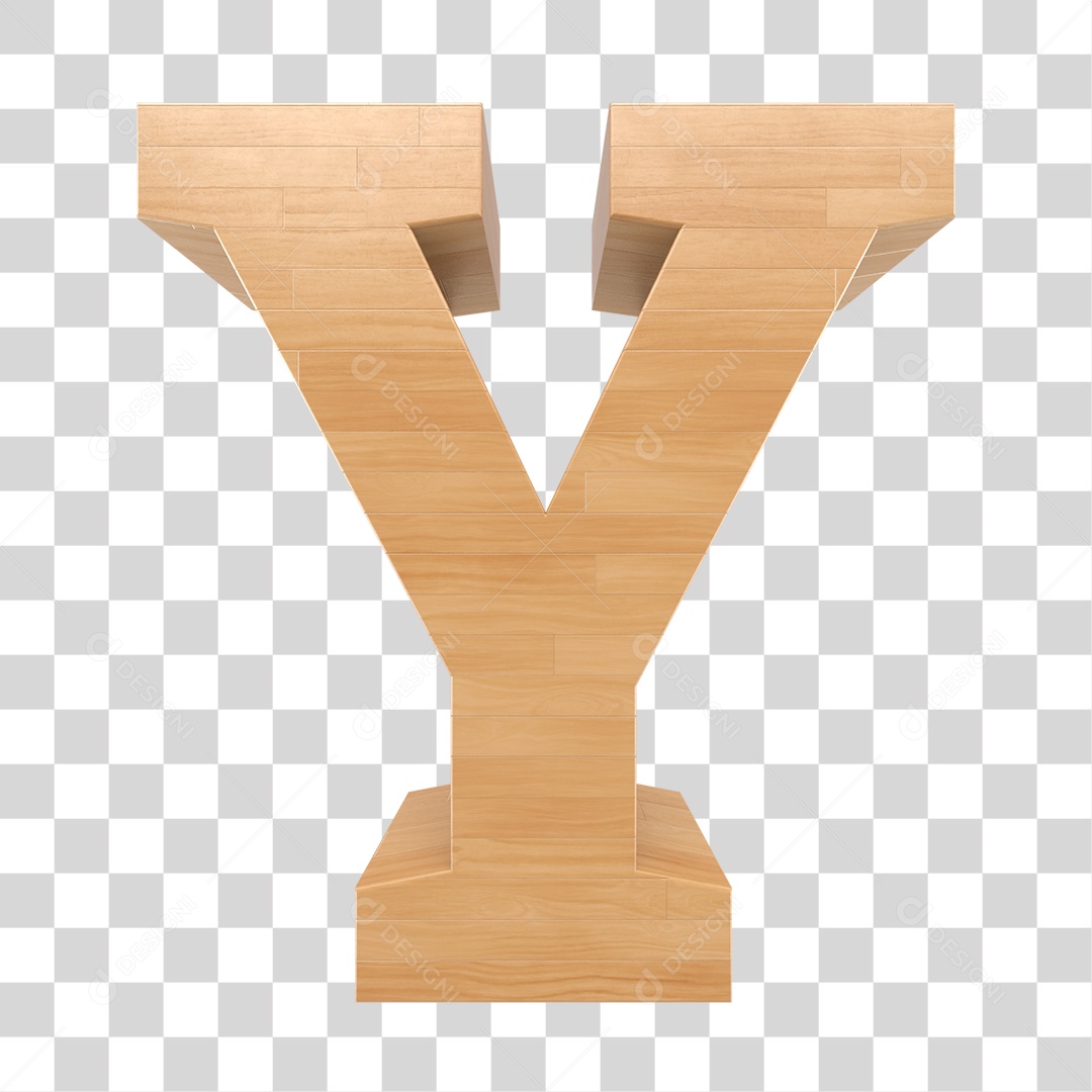 Letra Y 3D Textura de Madeira Para Composição PNG Trasparente