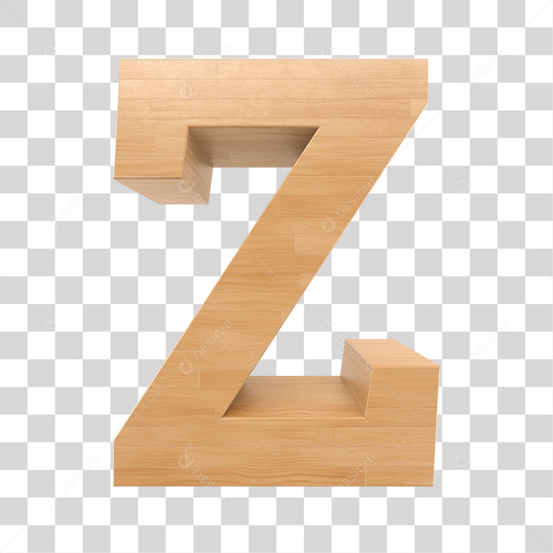 Letter Z 3D Wood Texture For Composition PNG Transparente