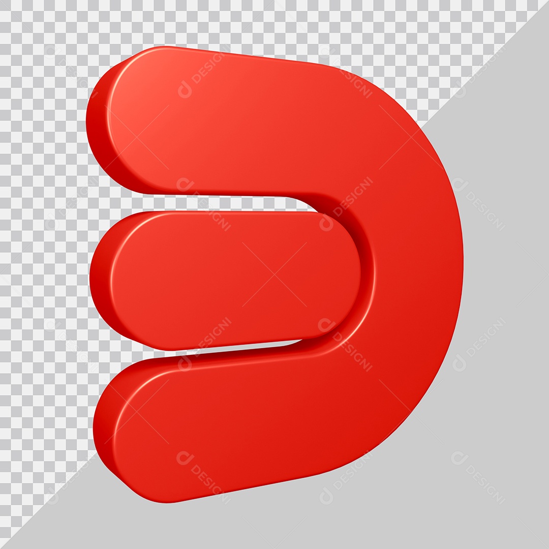 Elemento 3D Para Composição Número 3 Vermelho PSD