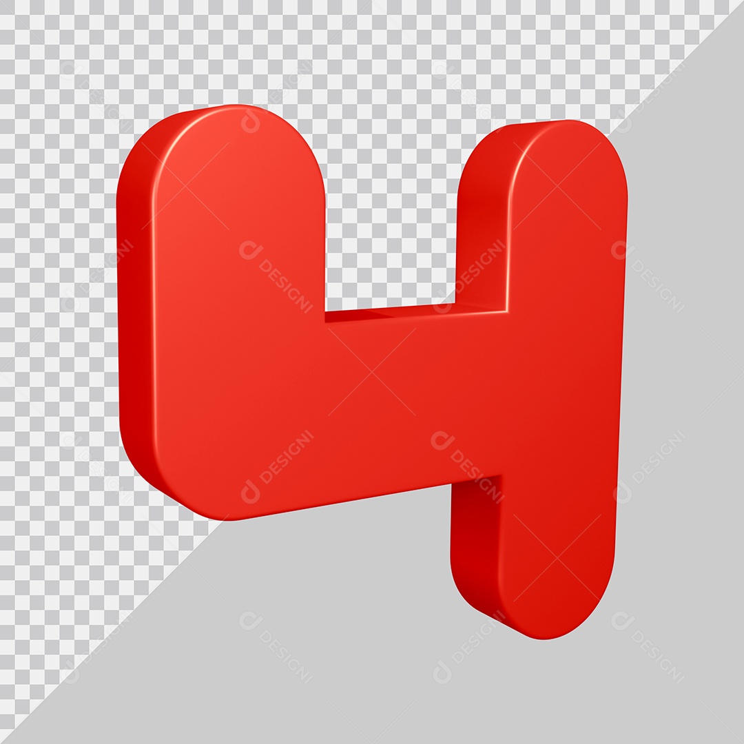 Elemento 3D Para Composição Número 4 Vermelho PSD