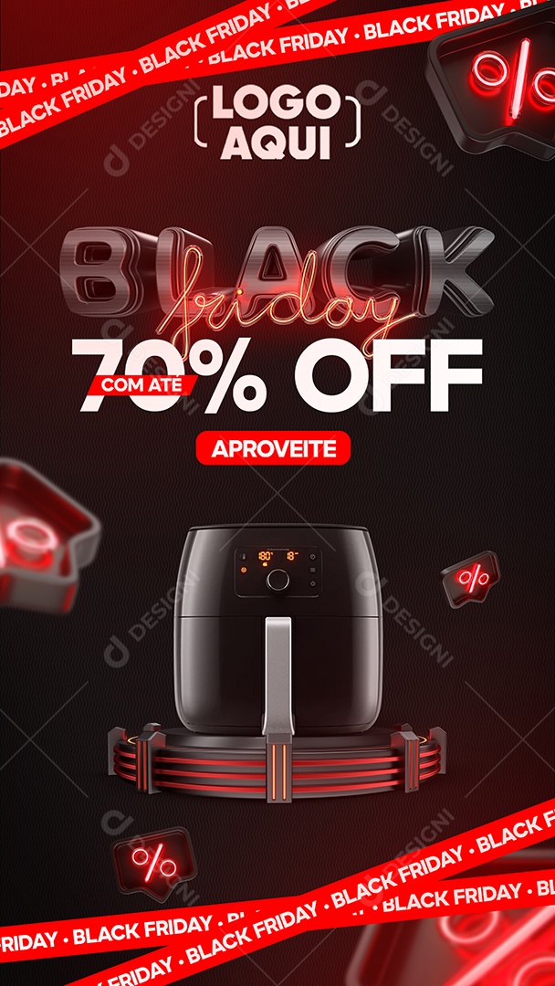 Story Promoção Black Friday 70% De Desconto Social Media PSD Editável