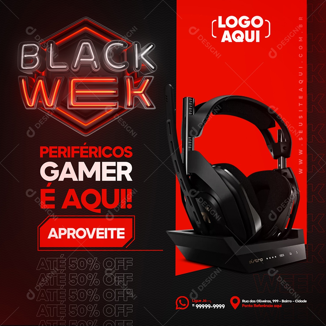 Black Wek Promoção Gamer é Aqui Aproveite Social Media PSD Editável