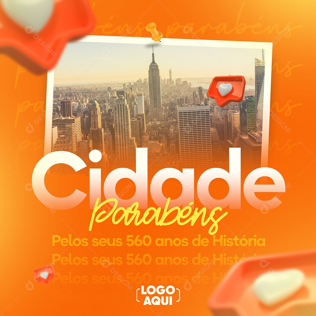Parabéns Cidade Pelos 560 Anos De História Social Media PSD Editável