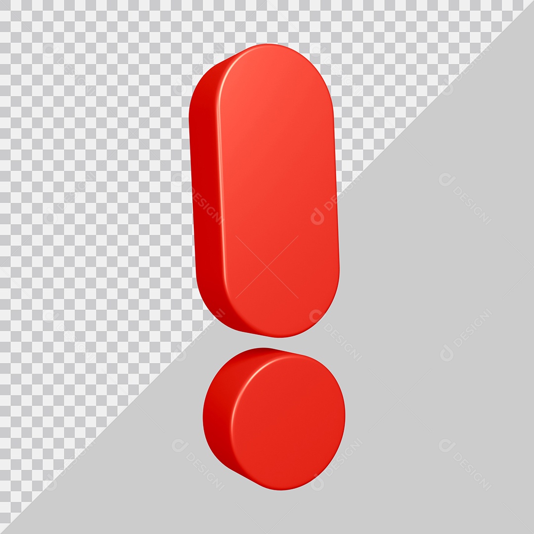 Elemento 3D Para Composição Símbolo de Ponto de Exclamação Vermelha PSD