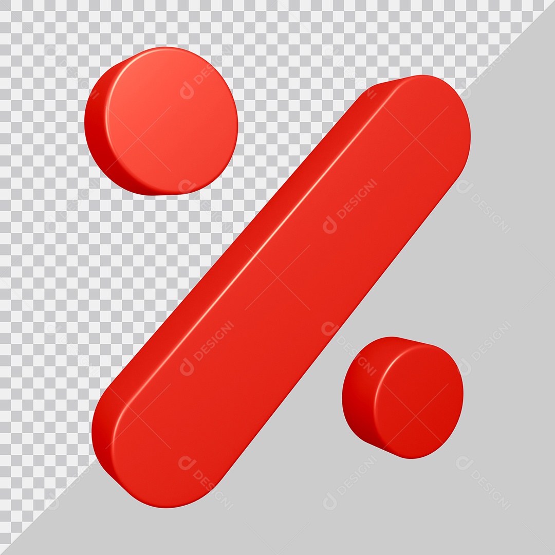 Elemento 3D Para Composição Símbolo de Porcentagem Vermelha PSD