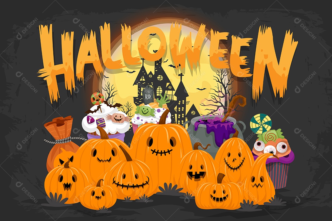 Feliz dia das bruxas doces ou travessuras Cartaz para convite