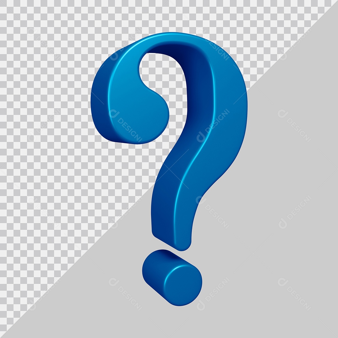 Elemento 3D Para Composição Símbolo de ponto de interrogação Azul PSD