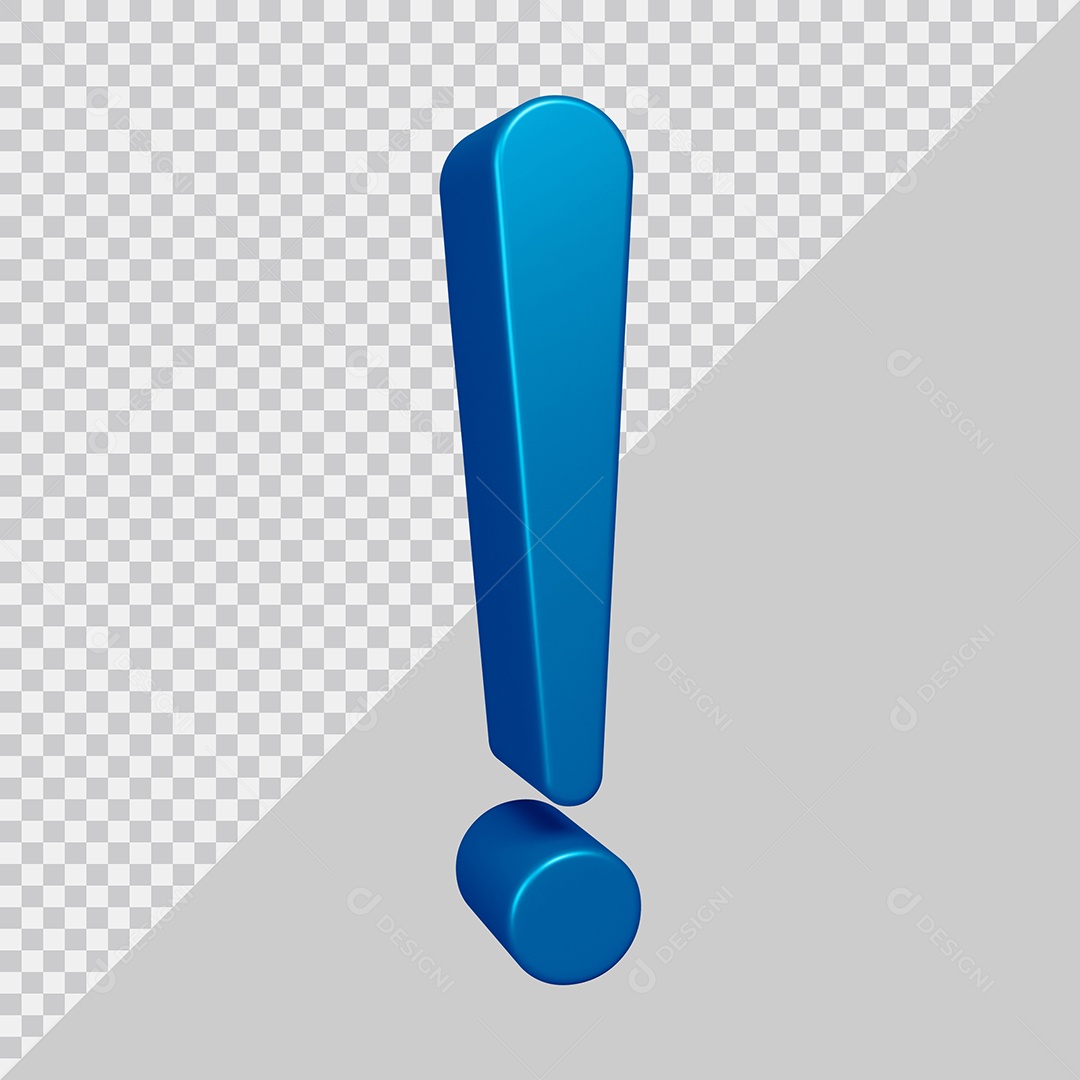 Elemento 3D Para Composição Símbolo de Ponto de Exclamação Azul PSD