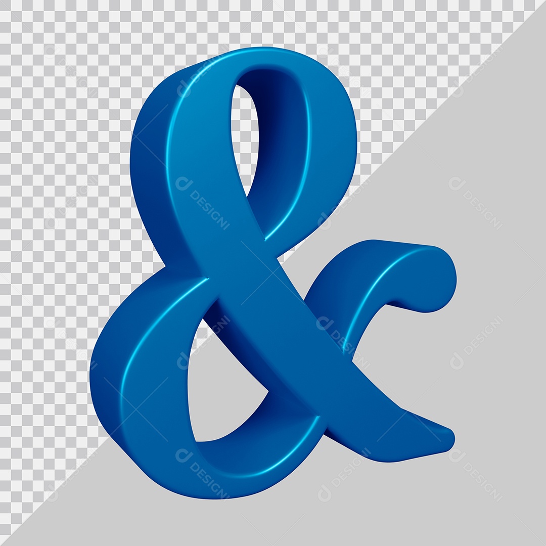 Elemento 3D Para Composição Símbolo de Ampersand Azul PSD