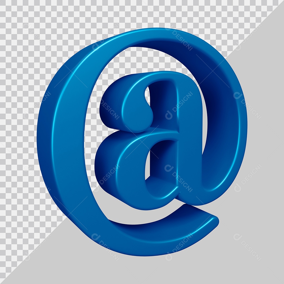Elemento 3D Para Composição Símbolo Arroba Azul PSD