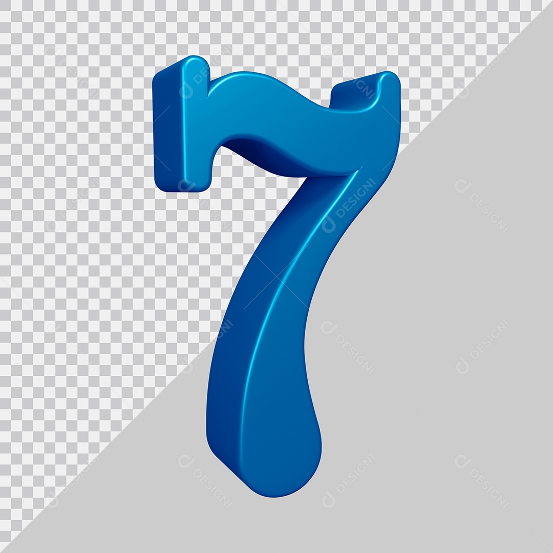 Elemento 3D Para Composição Número 7 Azul PSD