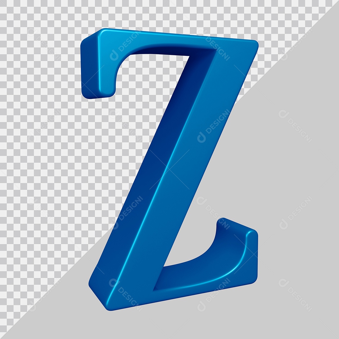 Elemento 3D Para Composição Letra Z Azul PSD