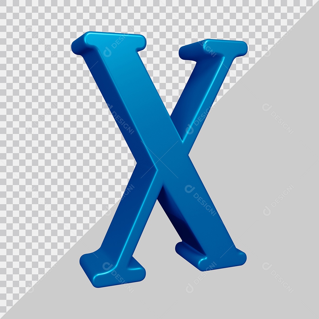 Elemento 3D Para Composição Letra X Azul PSD