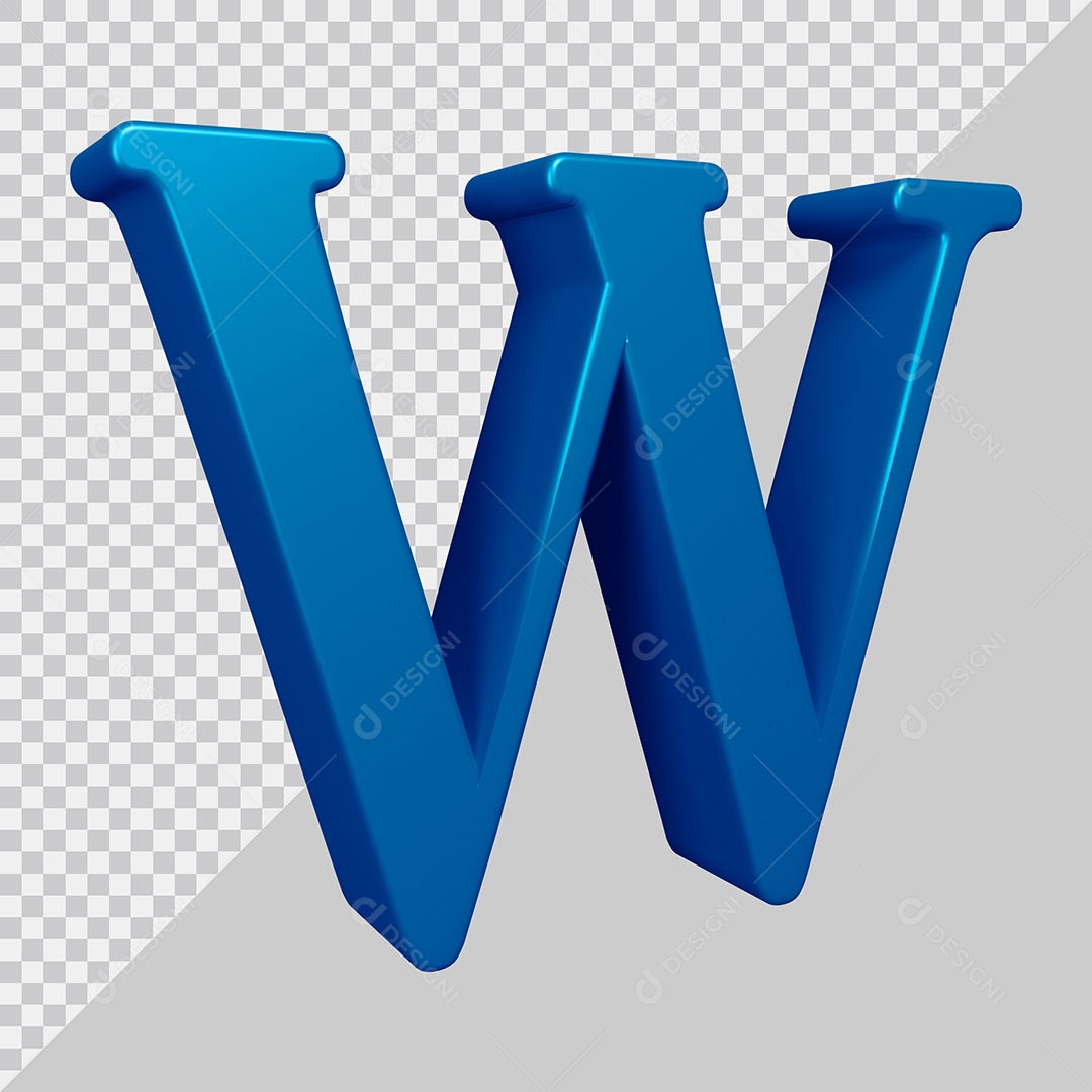 Elemento 3D Para Composição Letra W Azul PSD