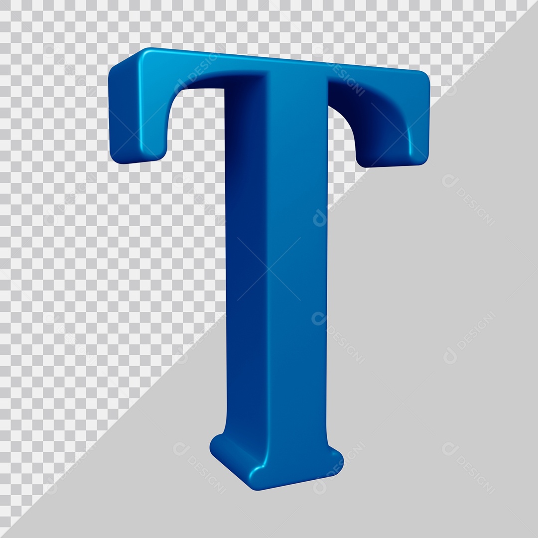Elemento 3D Para Composição Letra T Azul PSD