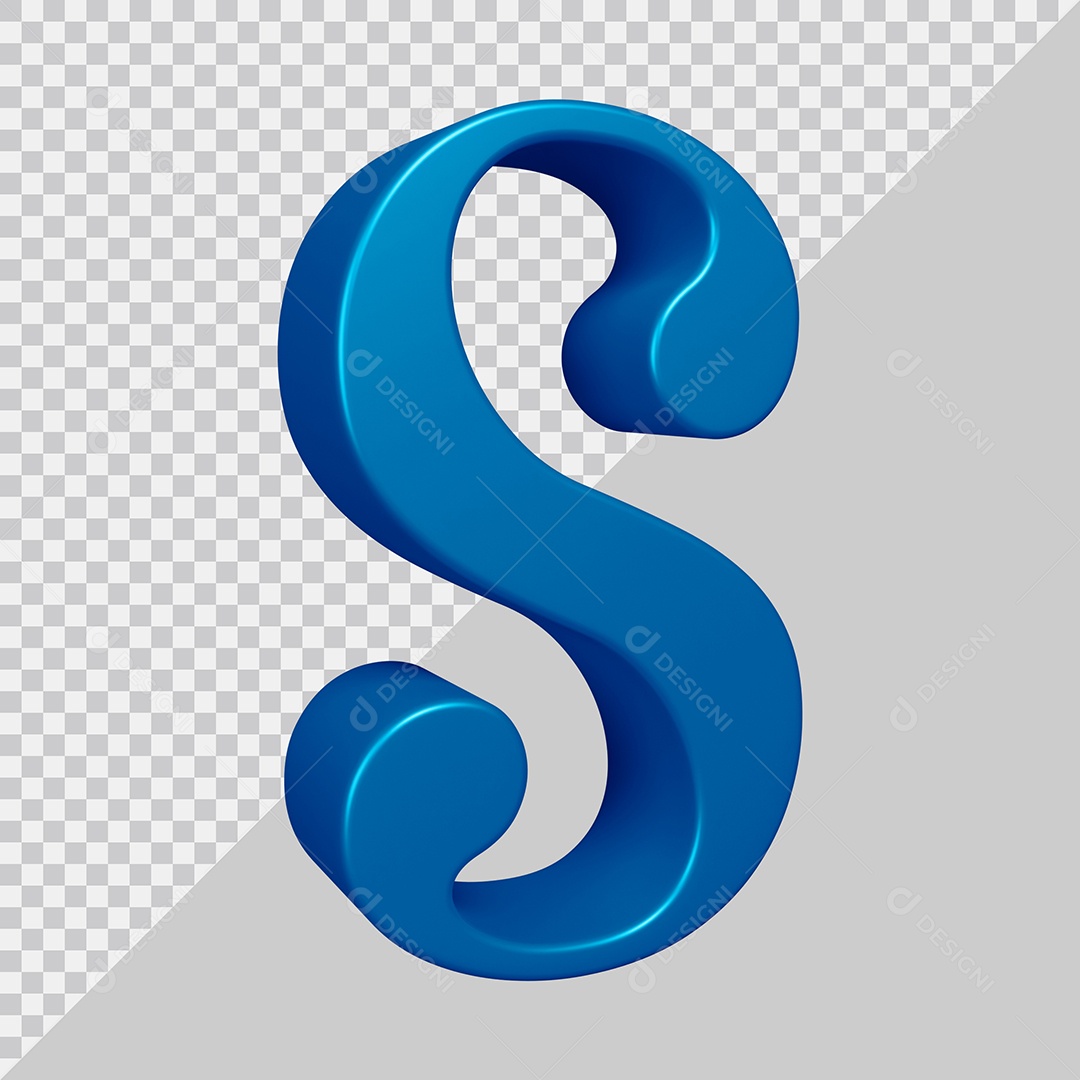 Elemento 3D Para Composição Letra S Azul PSD