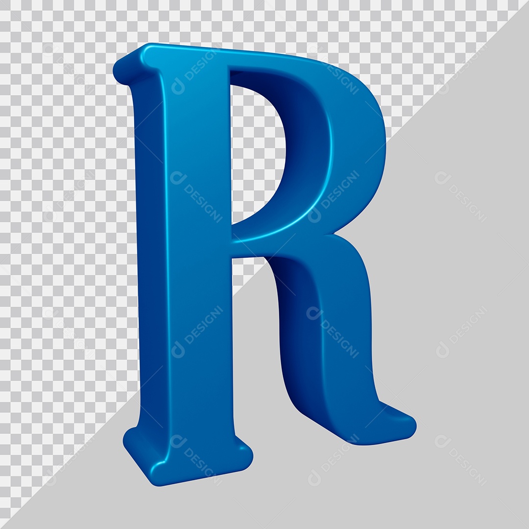 Elemento 3D Para Composição Letra R Azul PSD