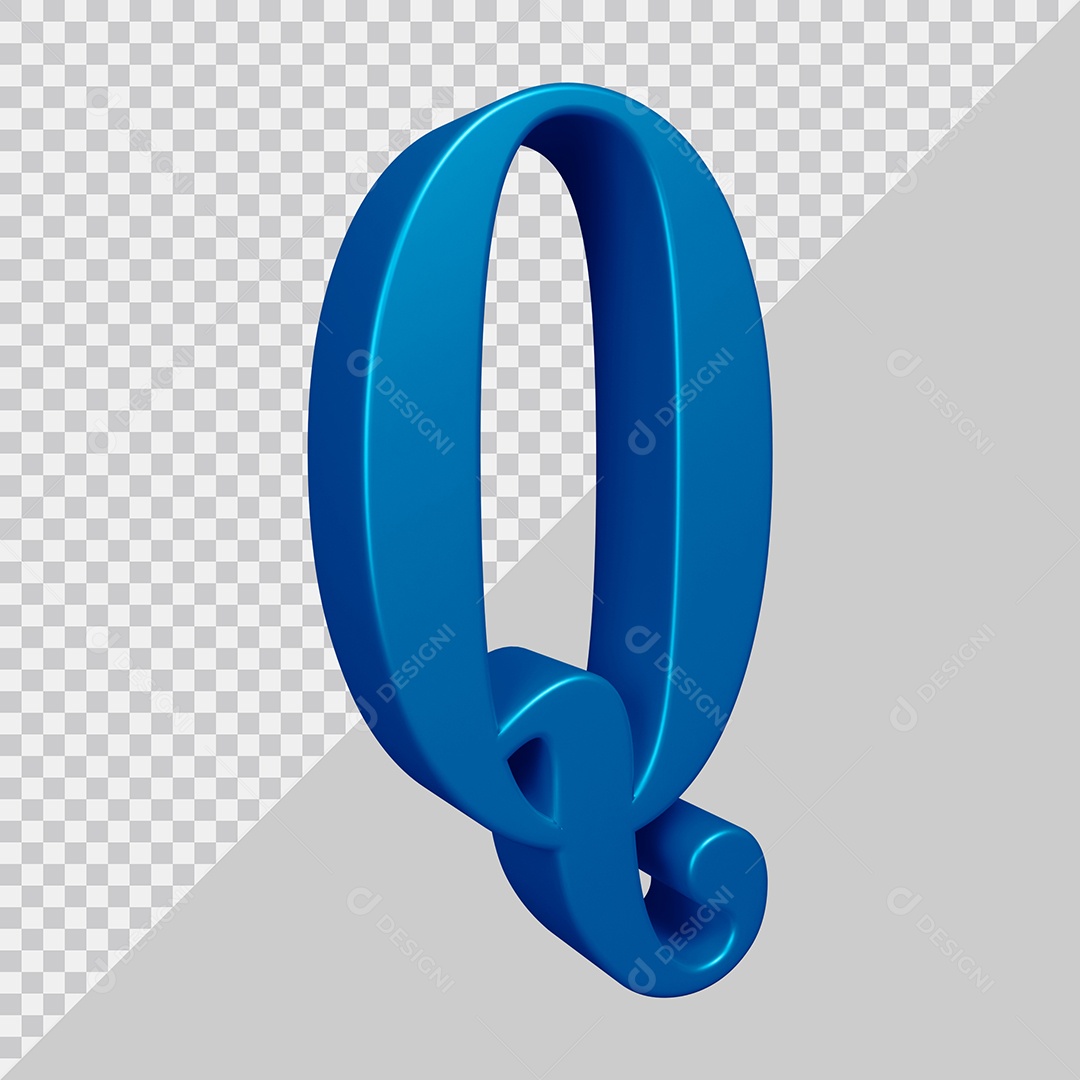 Elemento 3D Para Composição Letra Q Azul PSD